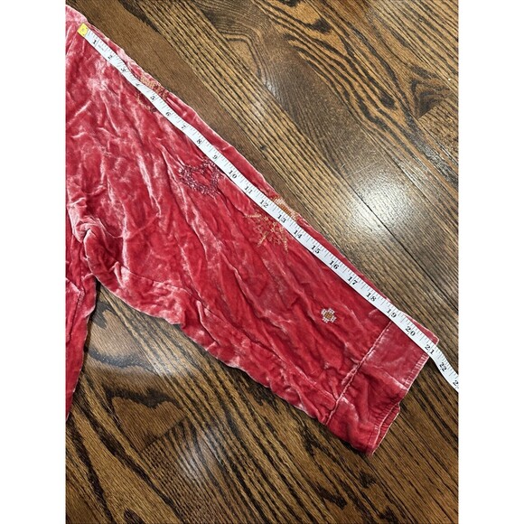 Johnny Was Tunic Shirt Button Up 3XL‎ Red Velvet Oversized Floral Embroidered - Picture 15 of 15